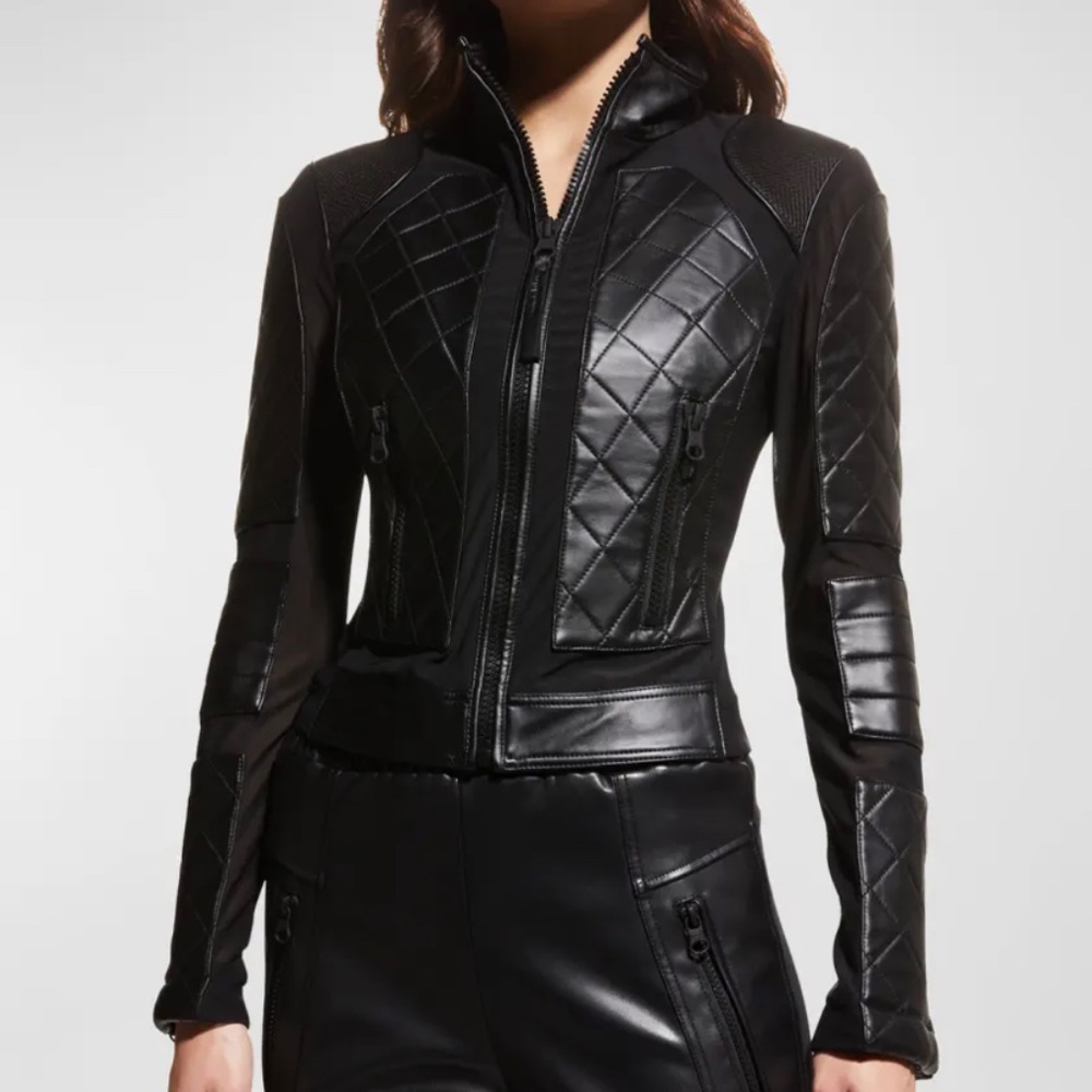 Blanc noir mesh cut out jacket REAL LEATHER